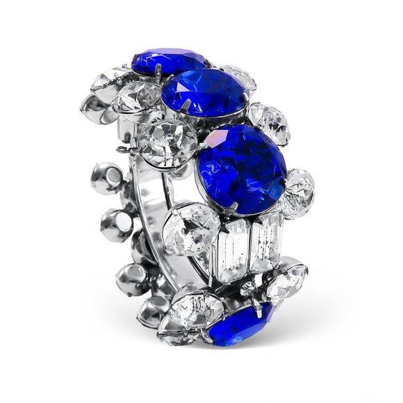 Vintage David Mandel 14k Diamond Sapphire Bangle Cuff Bracelet - Picture 4 of 4